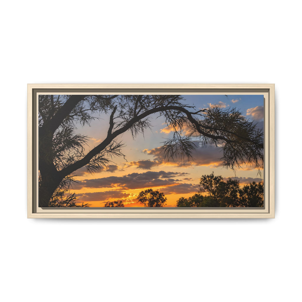 Sunset Silhouette Matte Canvas Print — Framed Landscape Wall Art