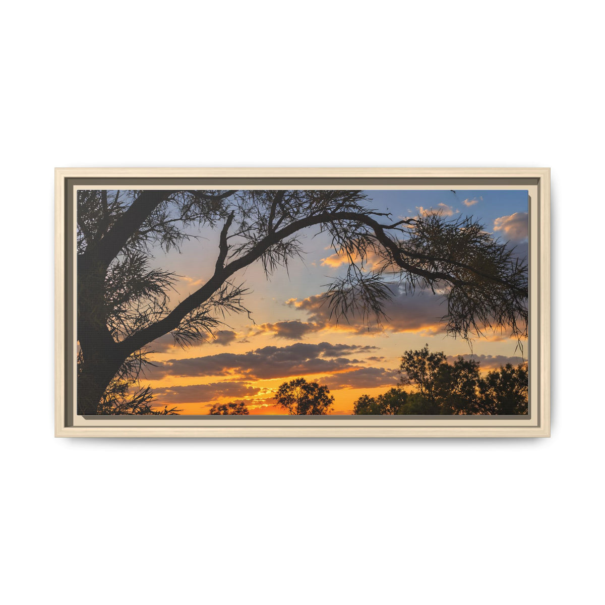 Sunset Silhouette Matte Canvas Print — Framed Landscape Wall Art