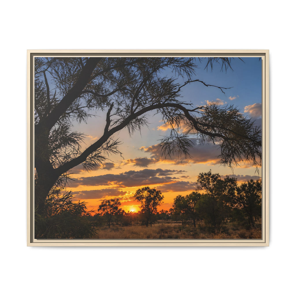 Sunset Silhouette Matte Canvas Print — Framed Landscape Wall Art