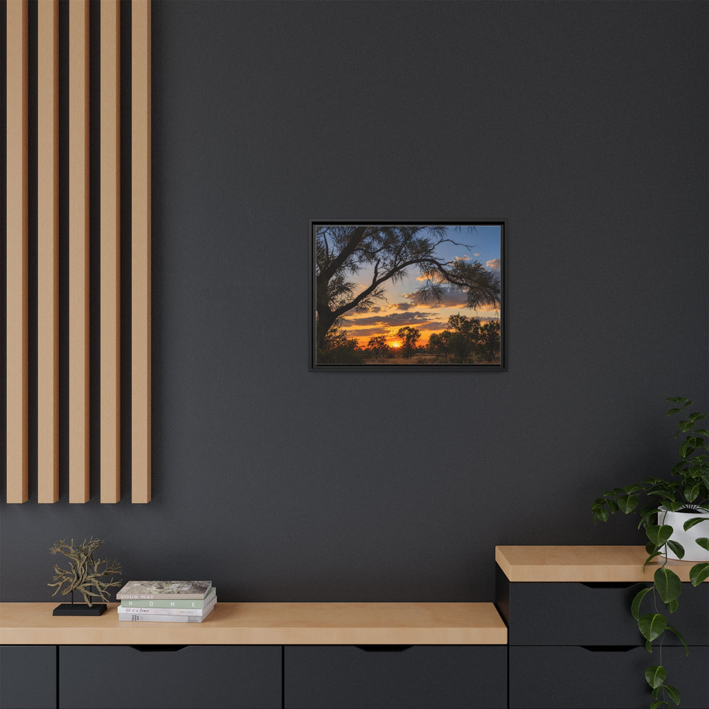 Sunset Silhouette Matte Canvas Print — Framed Landscape Wall Art