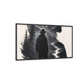 Adventure Silhouette Matte Canvas Framed Print — Mountain Hiker Double Exposure Wall Art