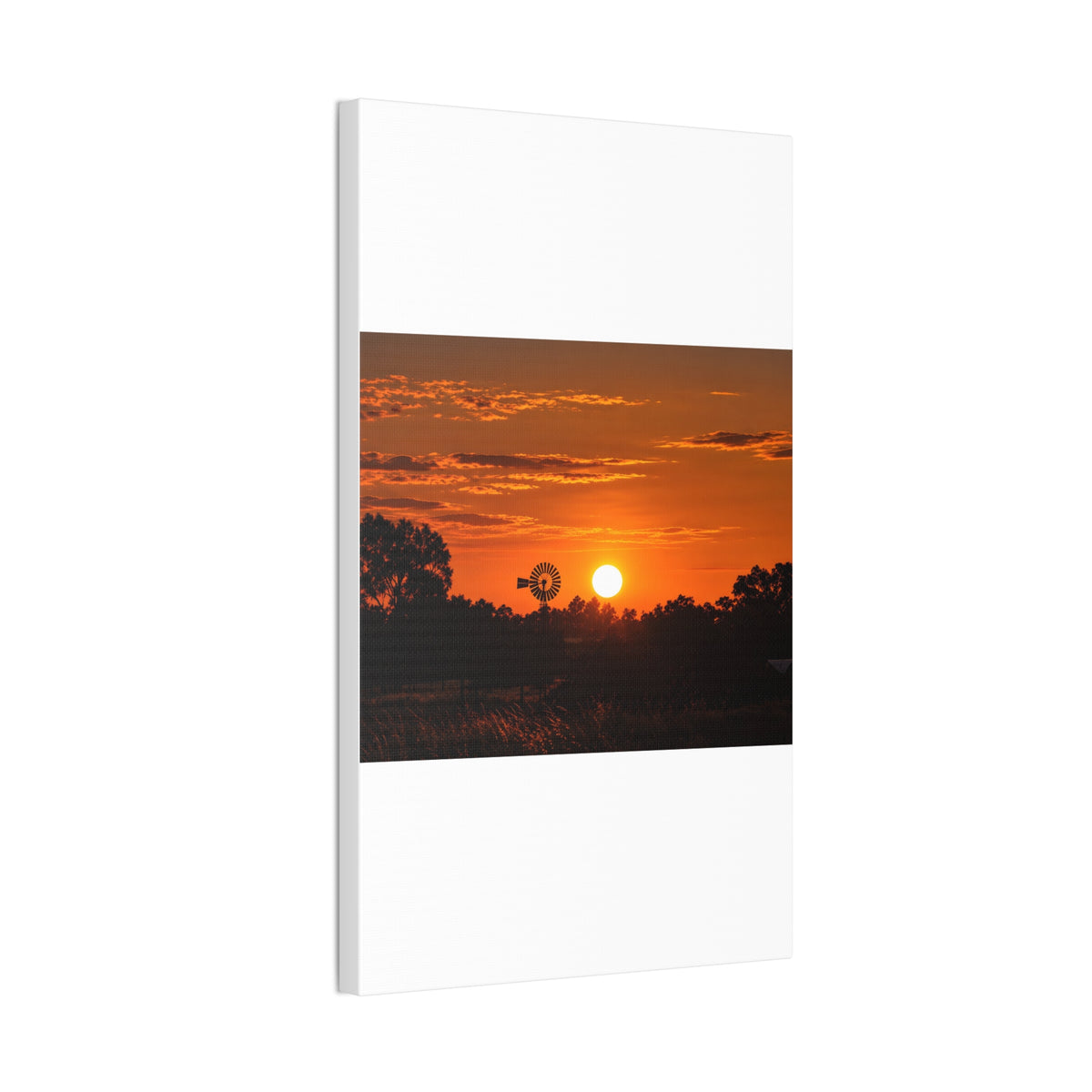 Sunset Windmill Canvas Print — Rural Farmhouse Wall Art