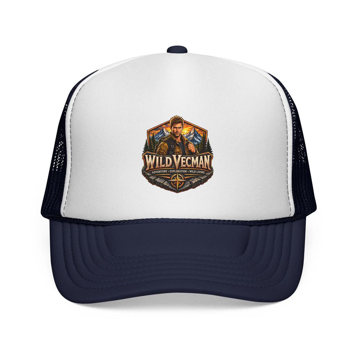 Wild Vecman Trucker Cap — Retro Outdoor Adventure Mesh Hat