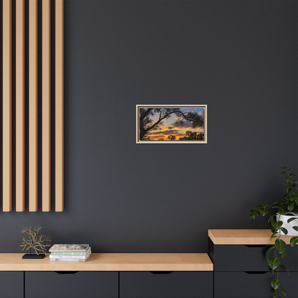 Sunset Silhouette Matte Canvas Print — Framed Landscape Wall Art