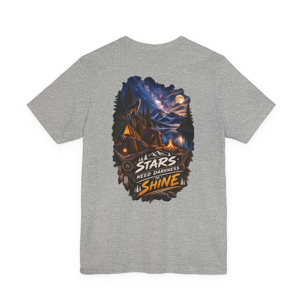 Camping Night Sky T-Shirt — "The Stars Need Darkness to Shine" Graphic Tee