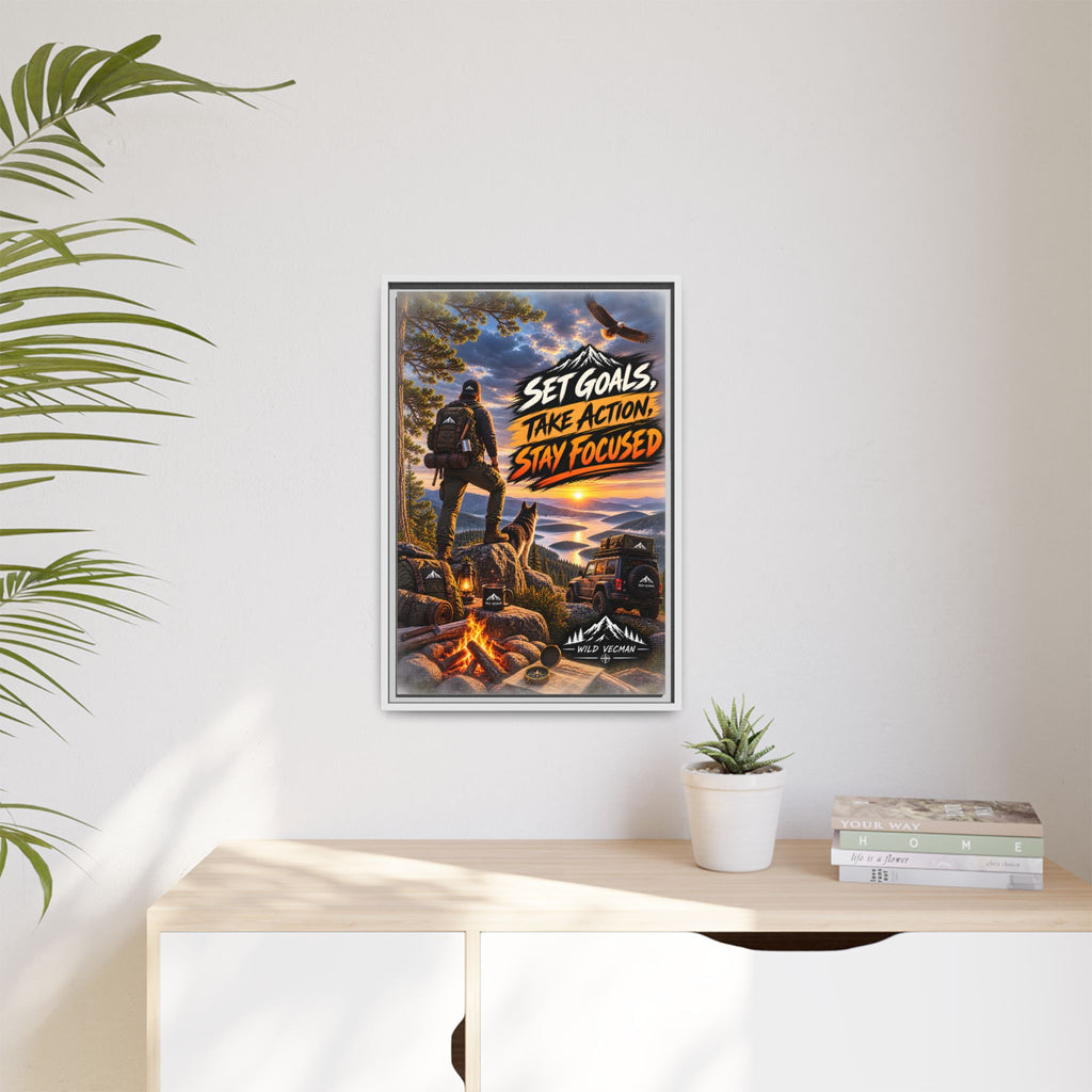 Motivational Adventure Canvas — “Set Goals, Take Action, Stay Focused”
