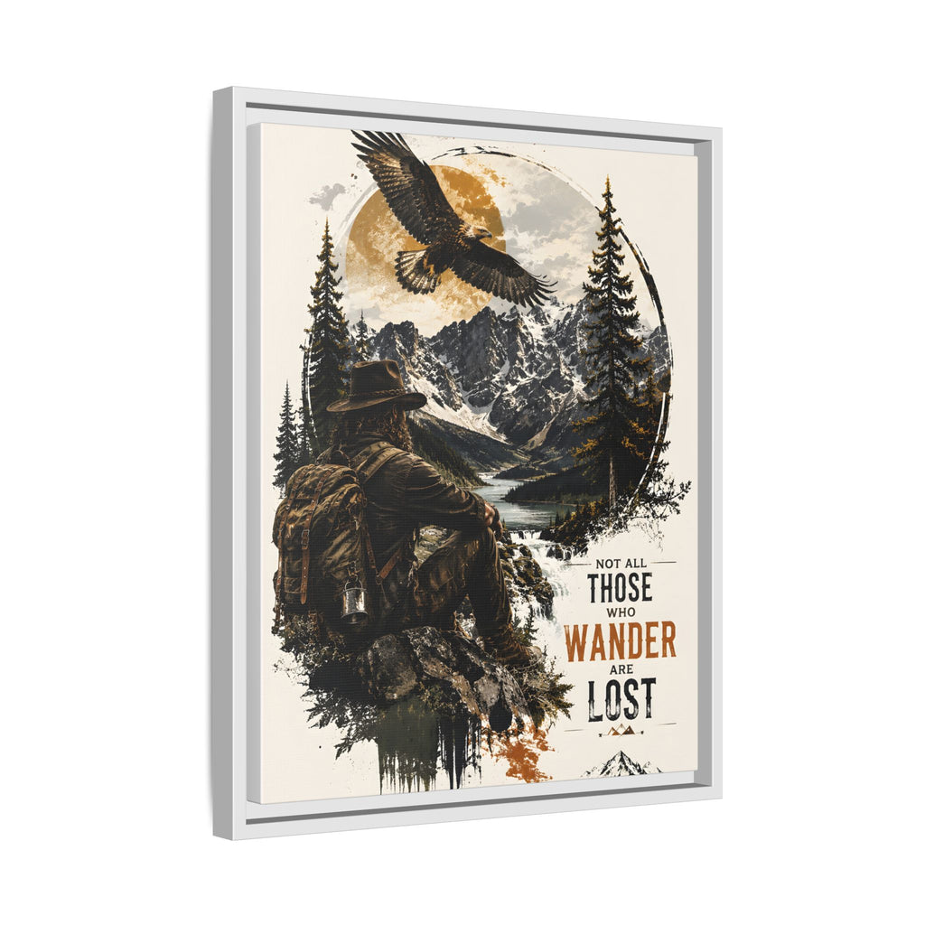 Toile encadrée « Wanderer Hiking » — Décoration murale « Not All Those Who Wander Are Lost »