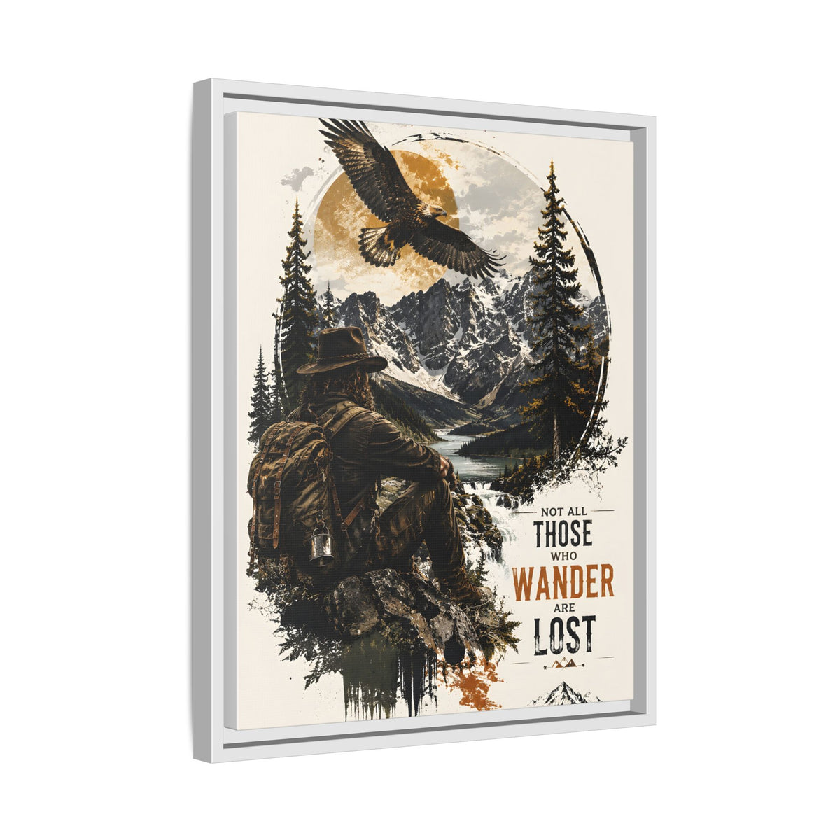 Wanderer Hiking Framed Canvas — "Not All Those Who Wander Are Lost" Wall Art