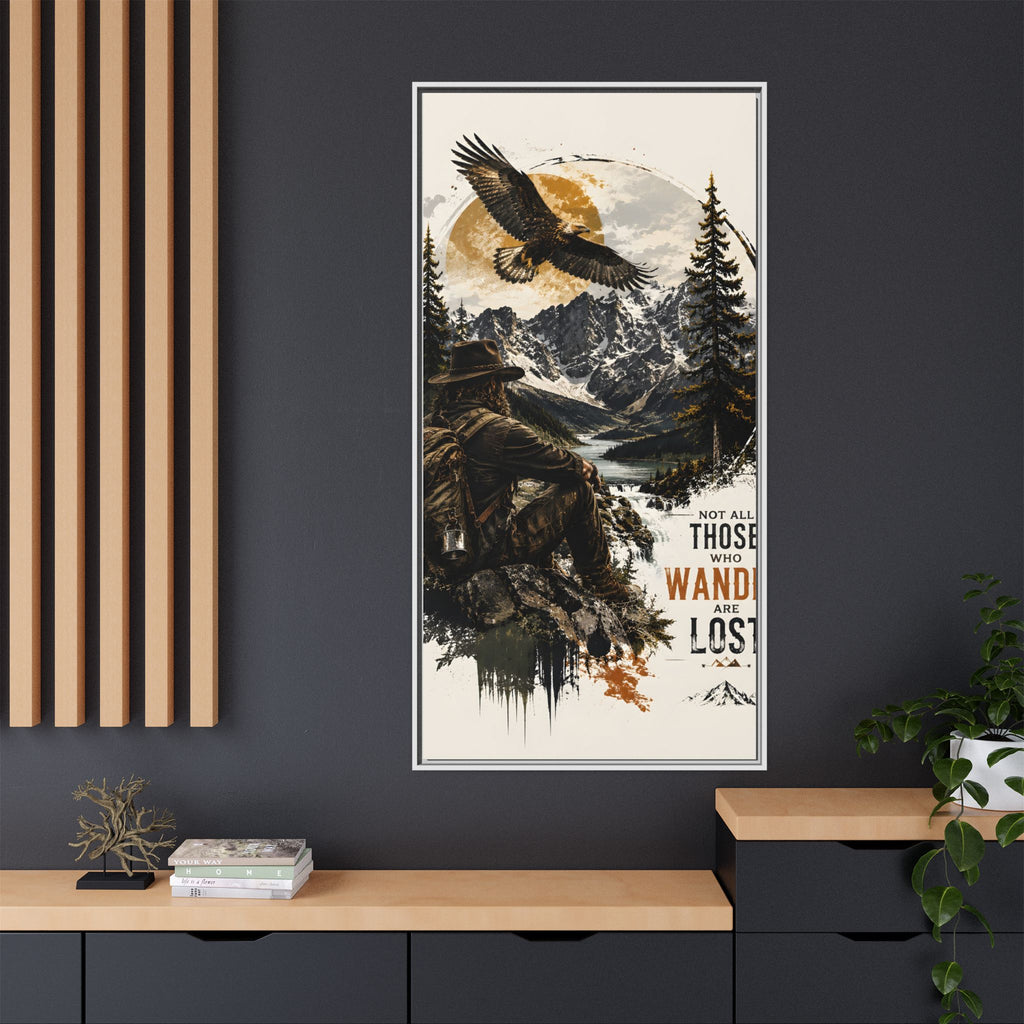 Wander Not Lost Eagle Mountain Canvas Print — Framed Matte Wall Art