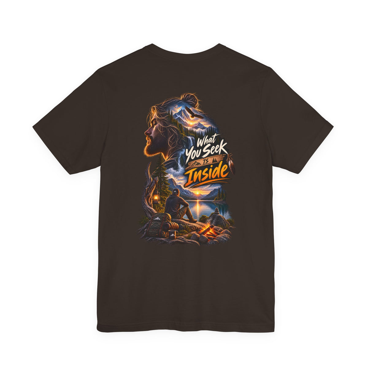 Adventure Graphic Tee — "What You Seek Is Inside" Campfire Design