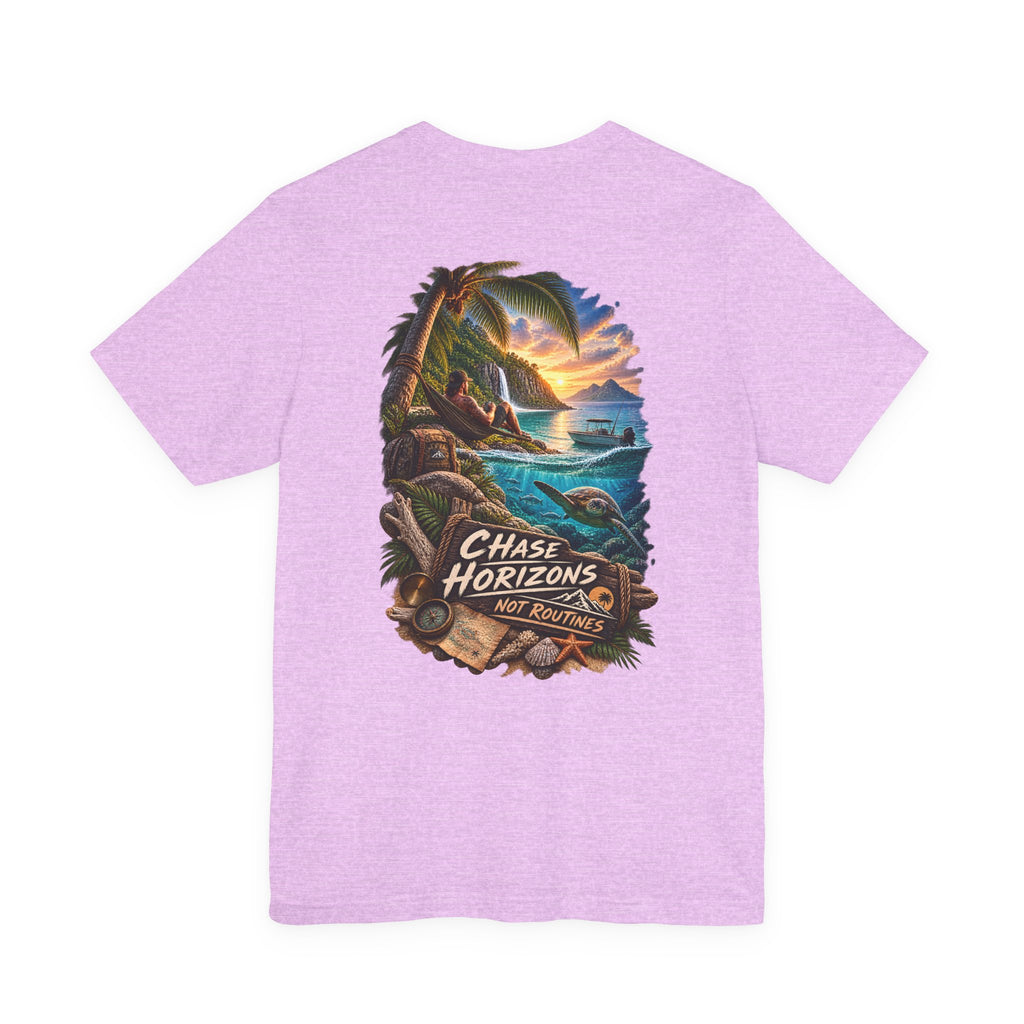 T-shirt Chase Horizons Sunset Beach — T-shirt graphique aventure côtière