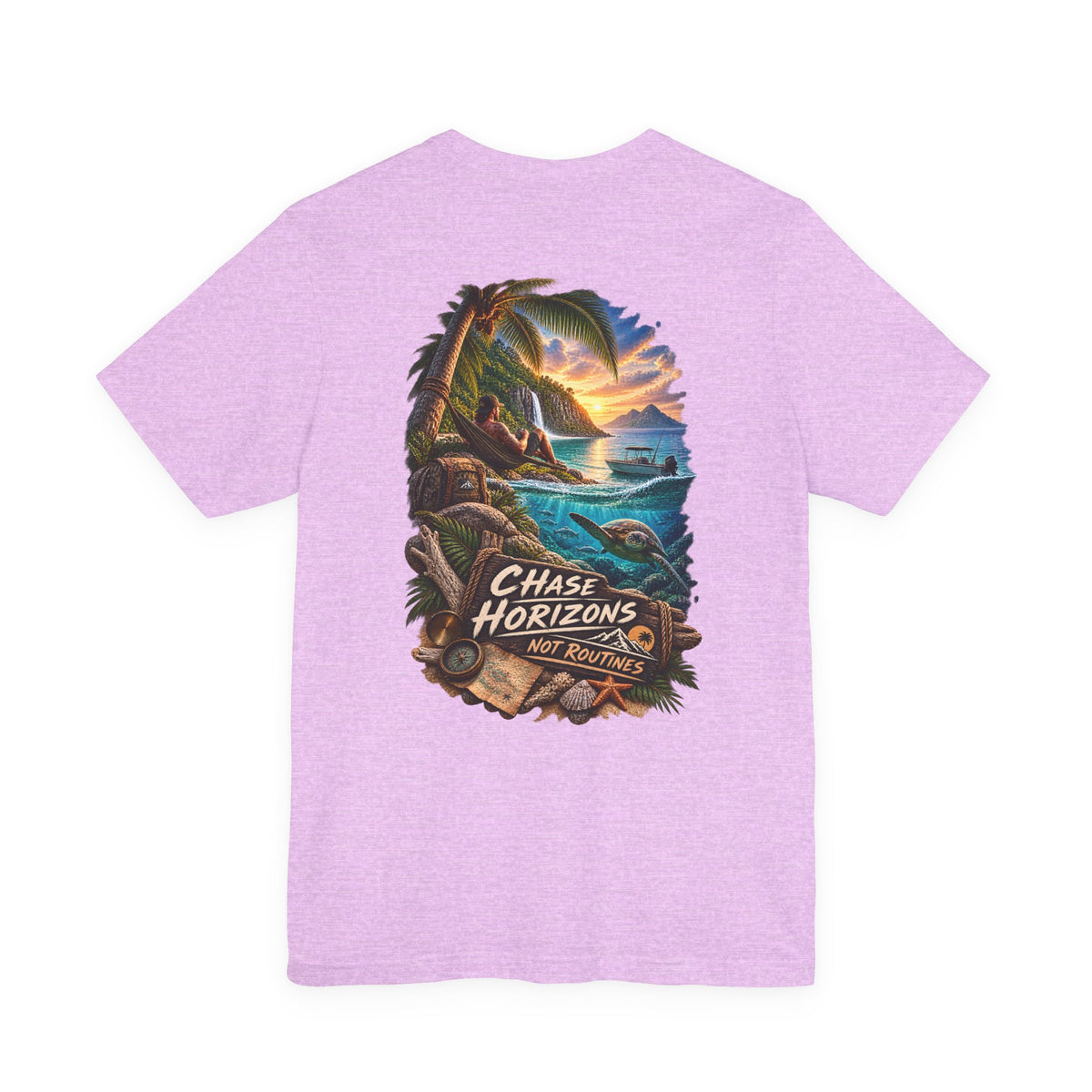 Chase Horizons Sunset Beach Tee — Adventure Coastal Graphic T-Shirt