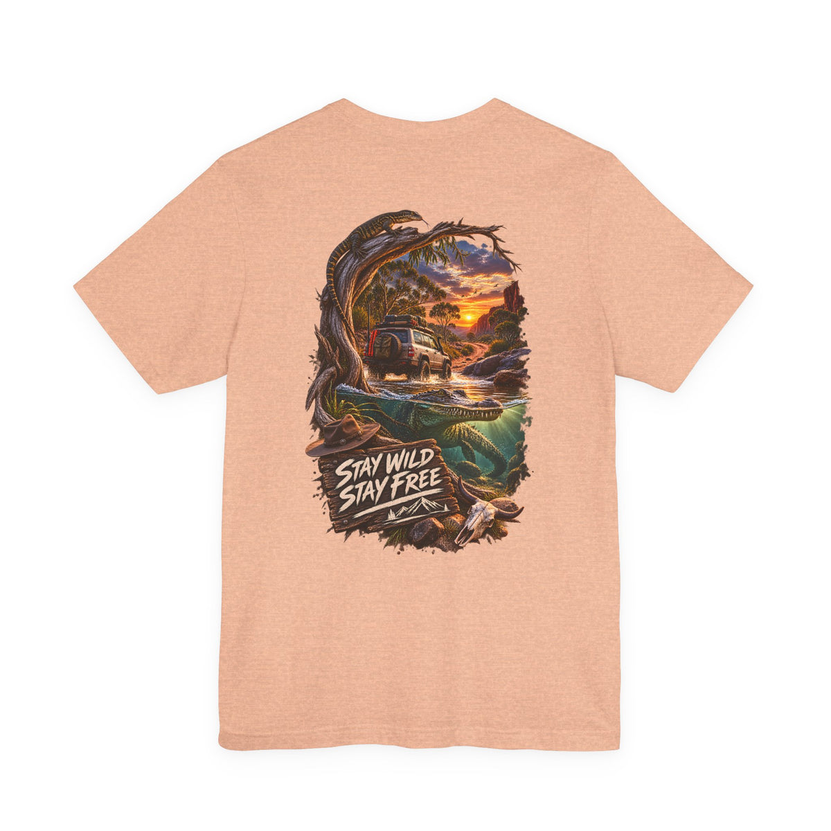 T‑Shirt — 'Stay Wild Stay Free' Sunset Canoe Adventure Graphic Tee