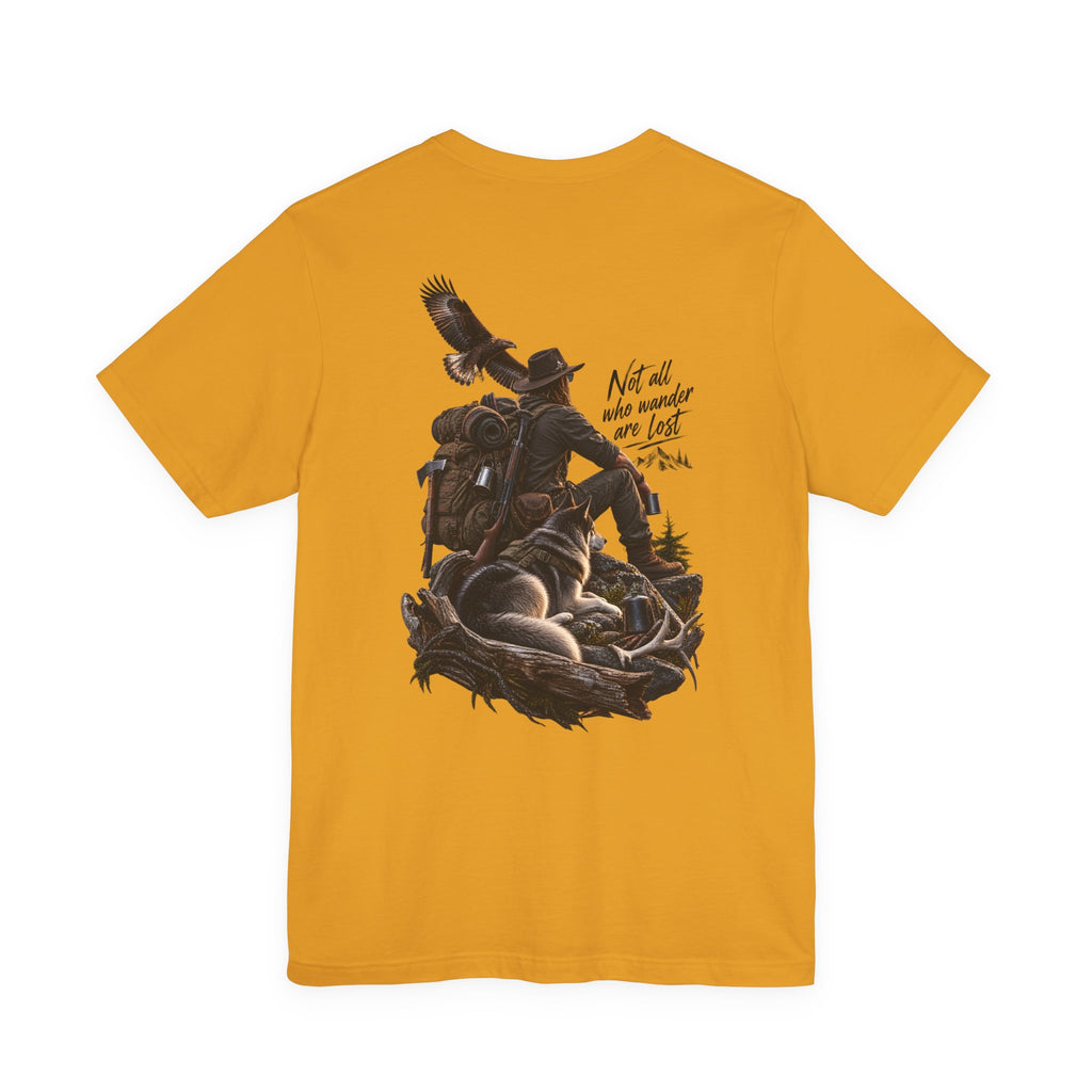 T-shirt graphique Western Adventure — Impression au dos « Not all who wander are lost »