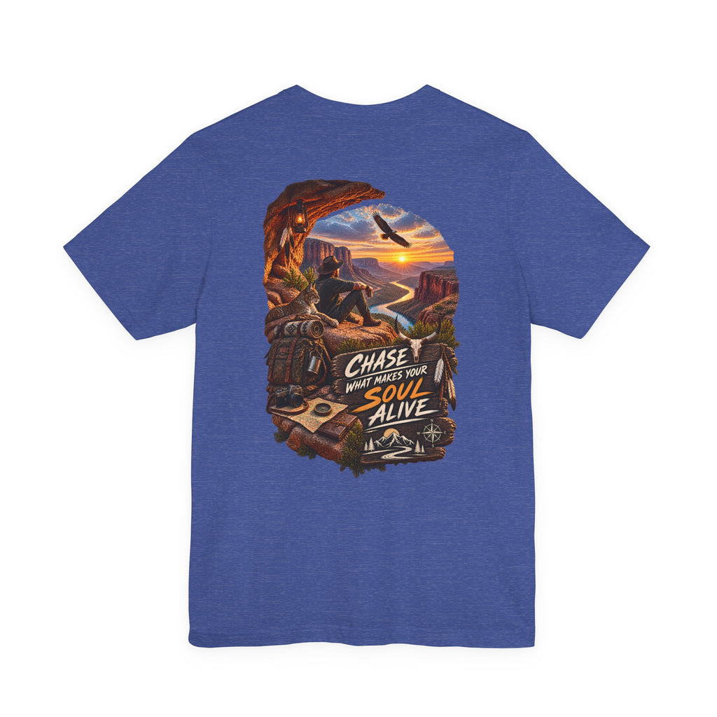 T-shirt aventure — T-shirt graphique « Poursuis ce qui rend ton âme vivante »