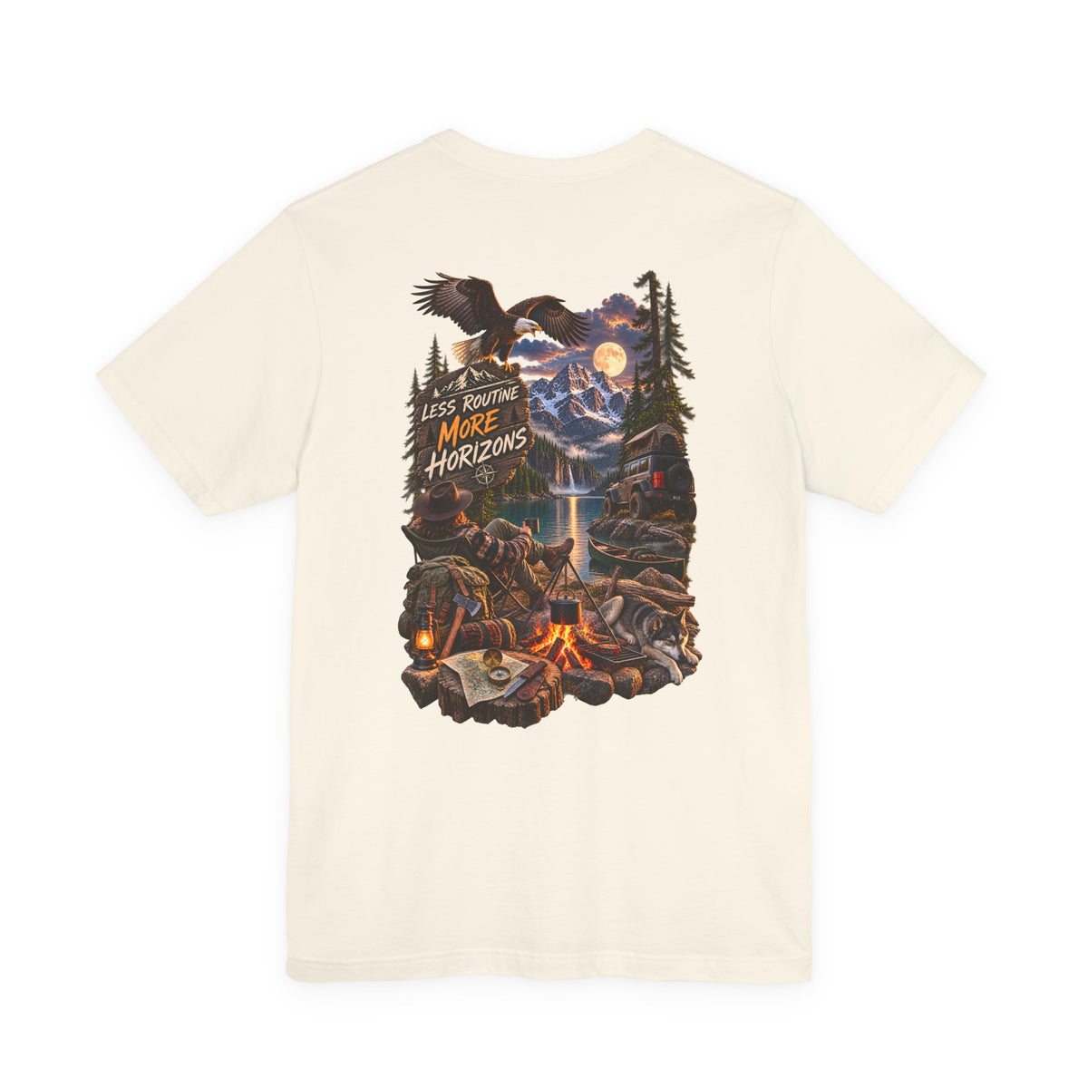 Adventure Campfire Graphic Tee — "Less Routine, More Horizons"