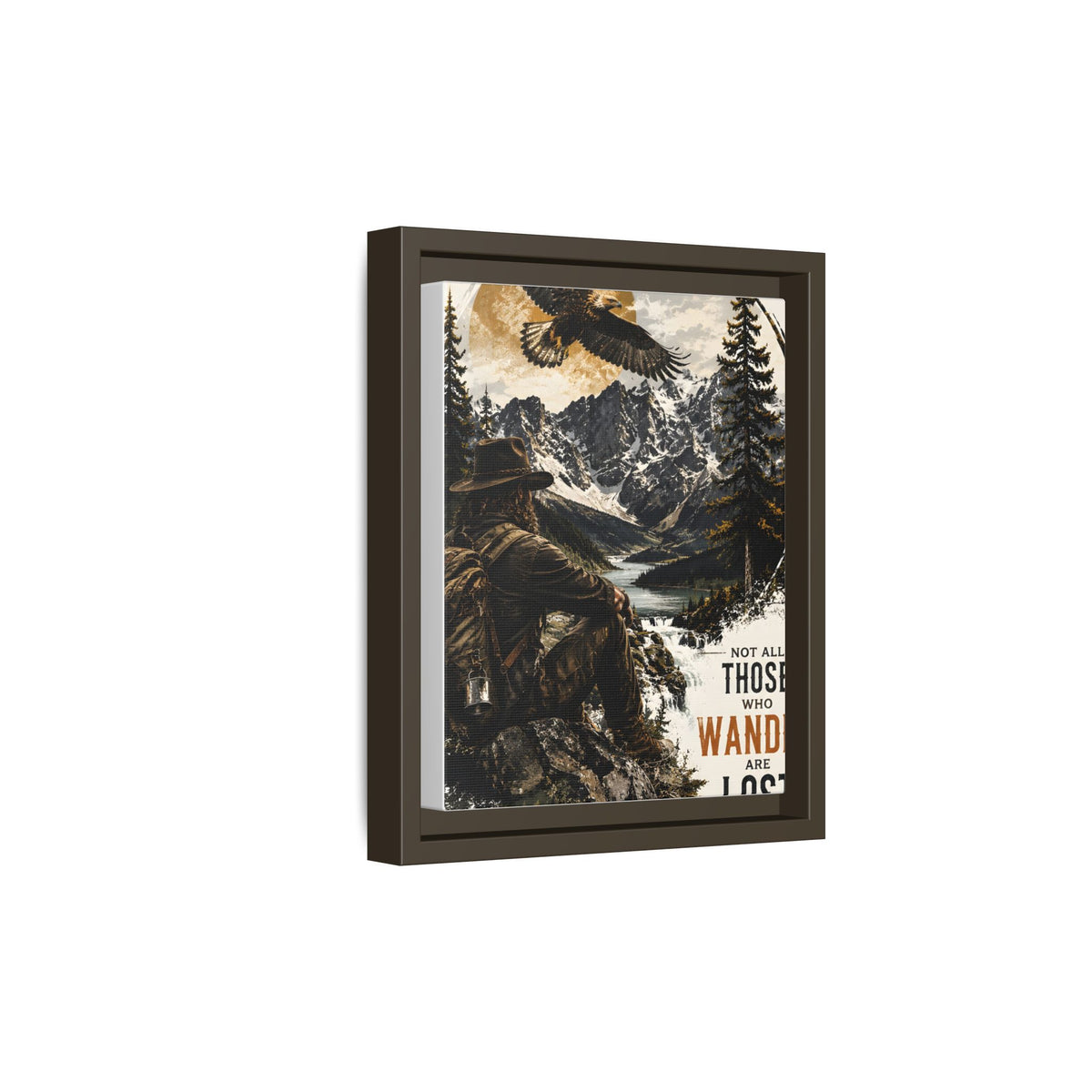 Wander Not Lost Eagle Mountain Canvas Print — Framed Matte Wall Art