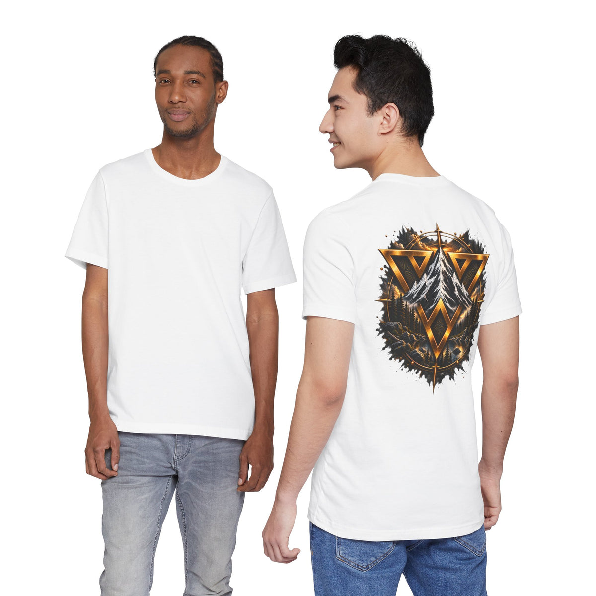 Mountain Valknut Tee — Norse Triangle Wilderness Graphic T-Shirt