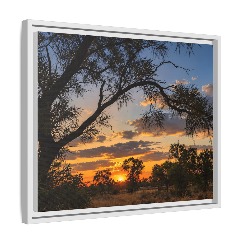 Sunset Silhouette Matte Canvas Print — Framed Landscape Wall Art