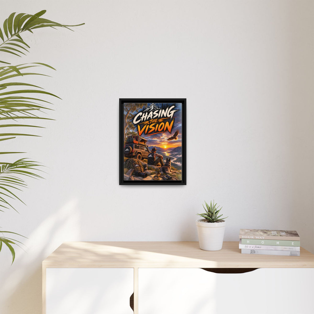 Chasing the Vision Matte Canvas Print (Framed) — Adventure Landscape Wall Art