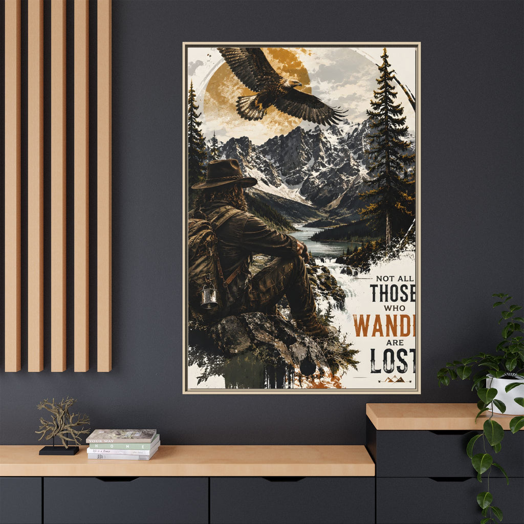 Wander Not Lost Eagle Mountain Canvas Print — Framed Matte Wall Art