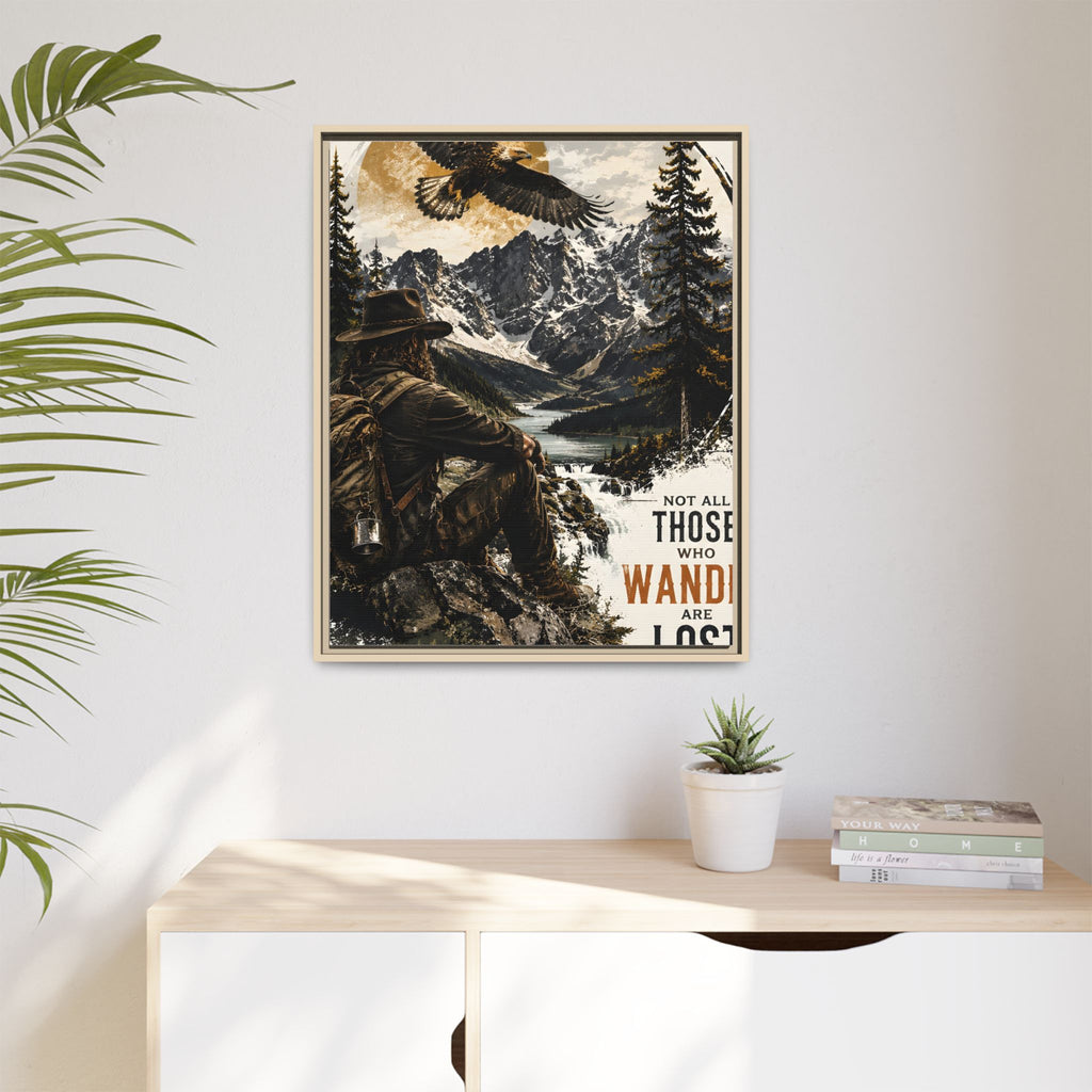 Wander Not Lost Eagle Mountain Canvas Print — Framed Matte Wall Art