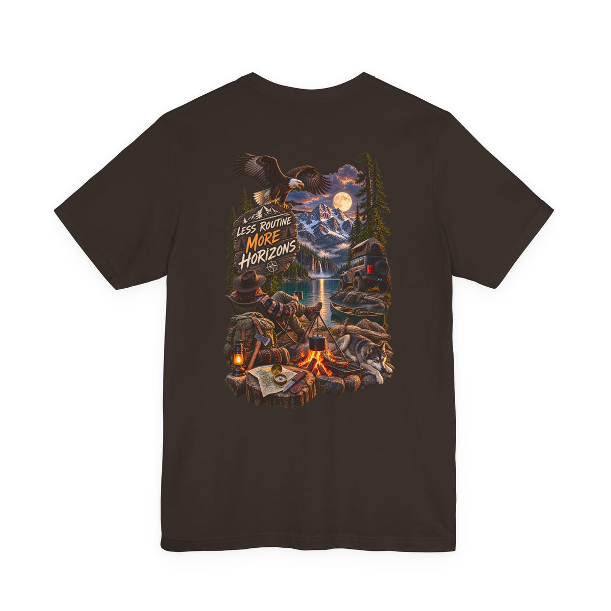 Adventure Campfire Graphic Tee — "Less Routine, More Horizons"