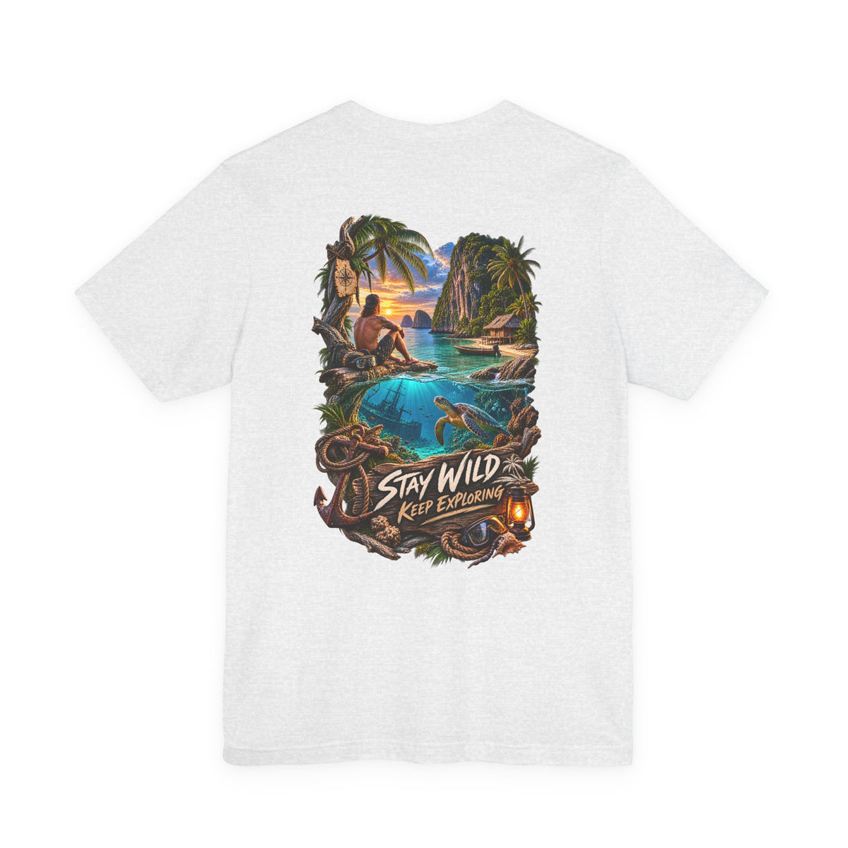 Stay Wild Adventure Tee — Tropical Explorer Graphic T-Shirt
