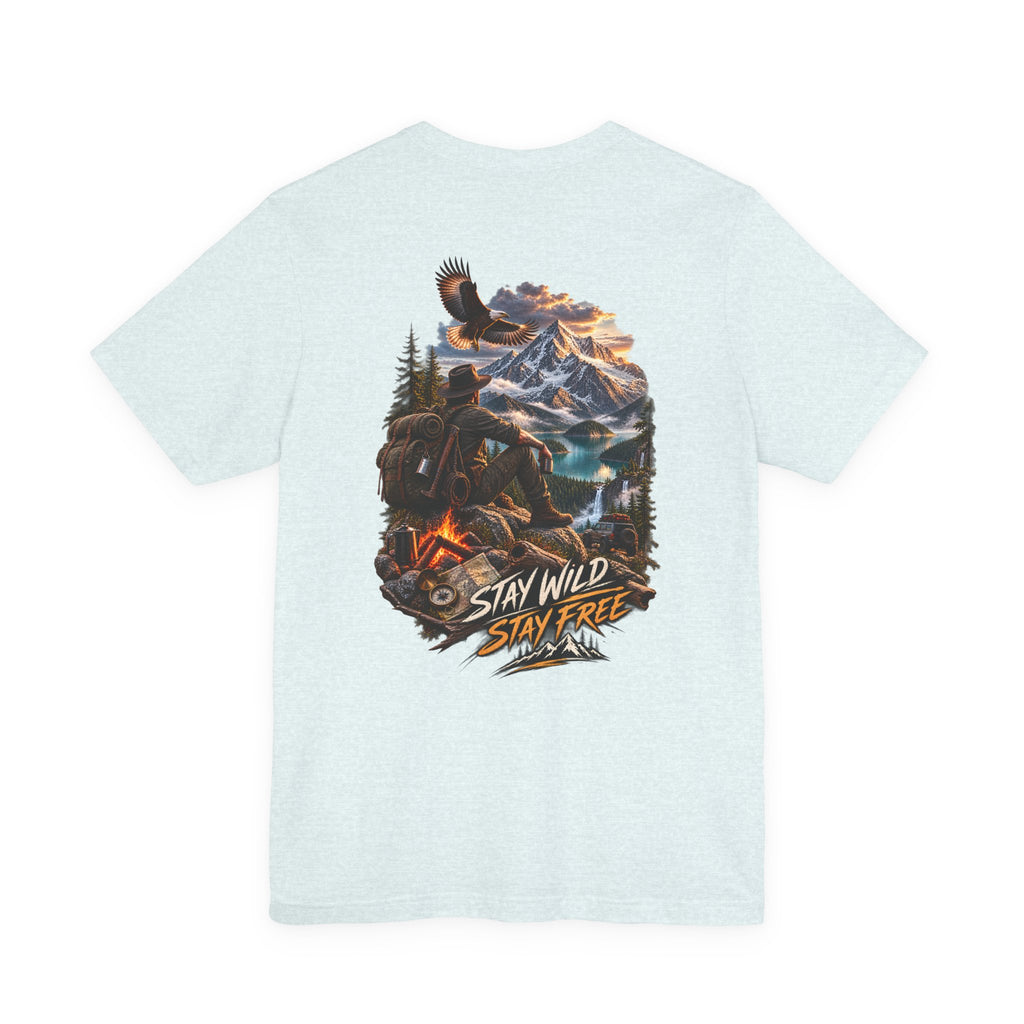 T-shirt montagne « Stay Wild Stay Free » — T-shirt graphique nature et aventure