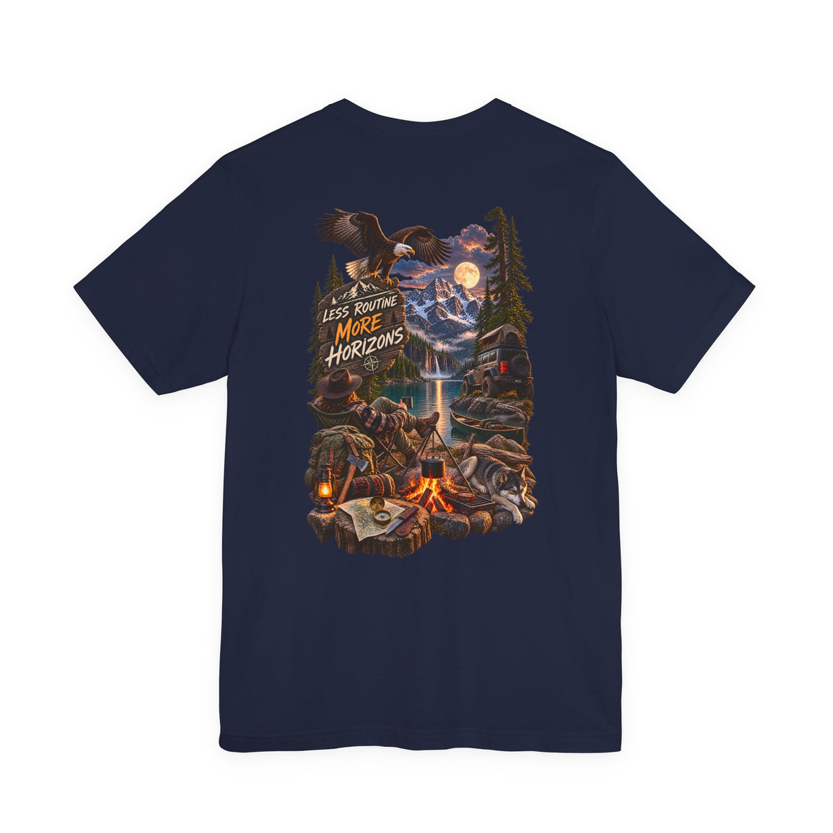 Adventure Campfire Graphic Tee — "Less Routine, More Horizons"