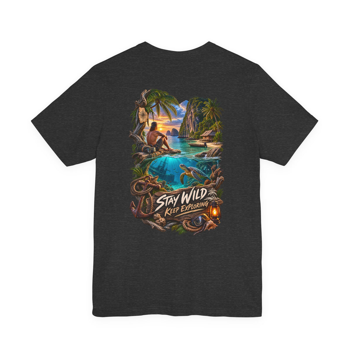 Stay Wild Adventure Tee — Tropical Explorer Graphic T-Shirt