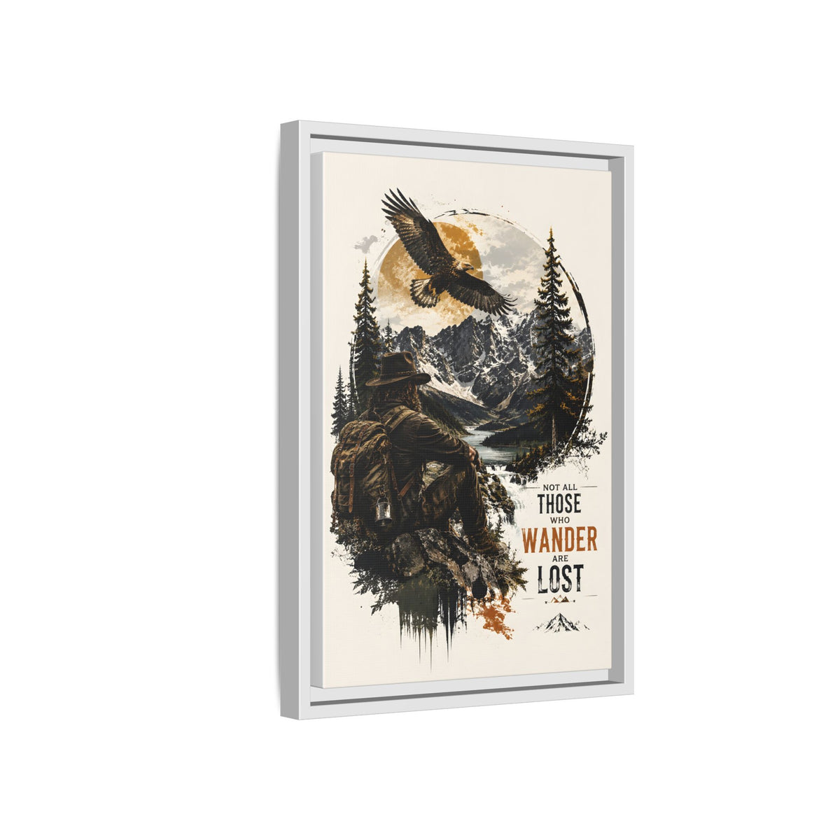 Wanderer Hiking Framed Canvas — "Not All Those Who Wander Are Lost" Wall Art