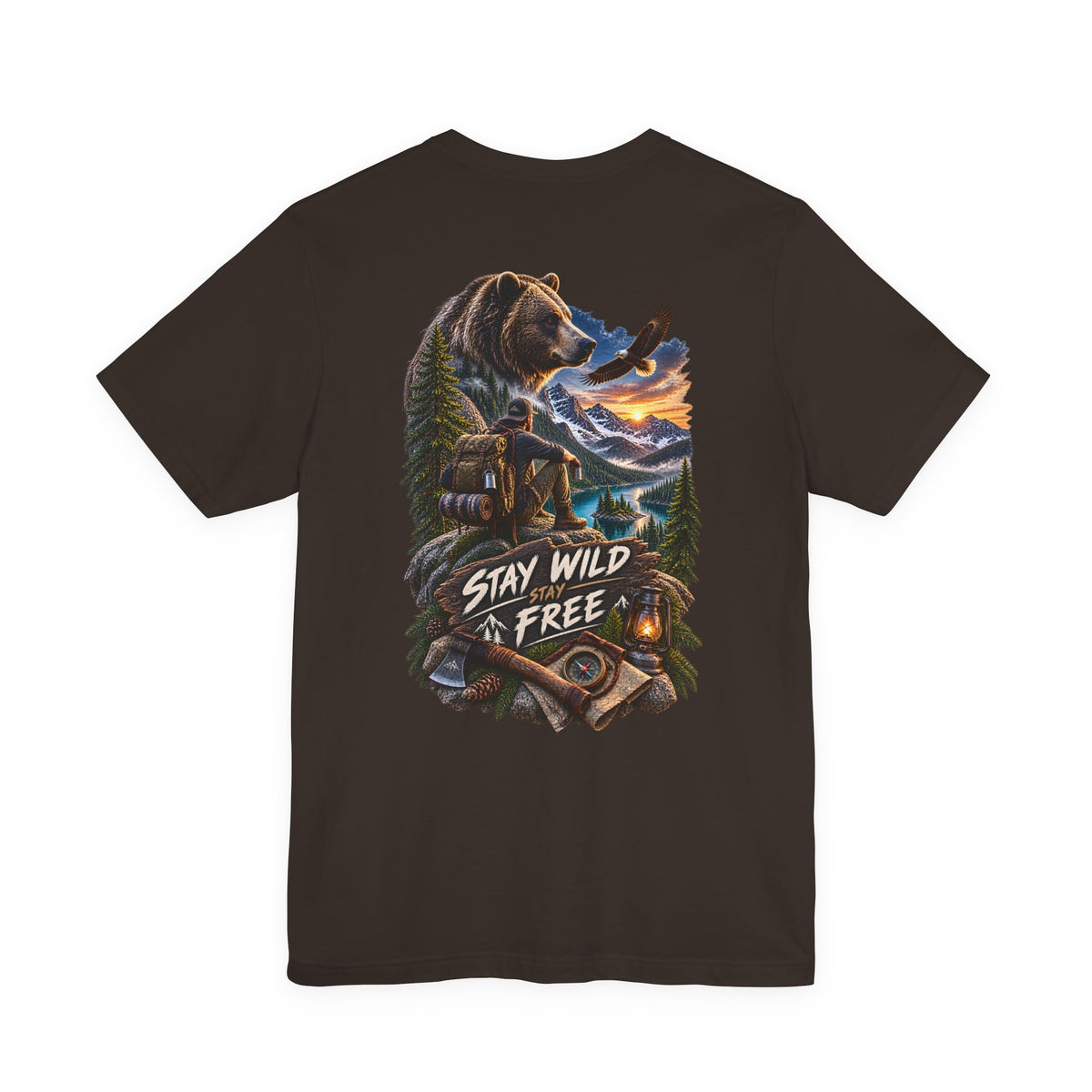 Stay Wild Free Bear T‑Shirt — Outdoor Adventure Graphic Tee