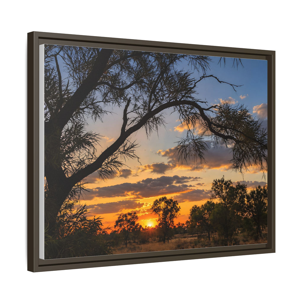 Sunset Silhouette Matte Canvas Print — Framed Landscape Wall Art