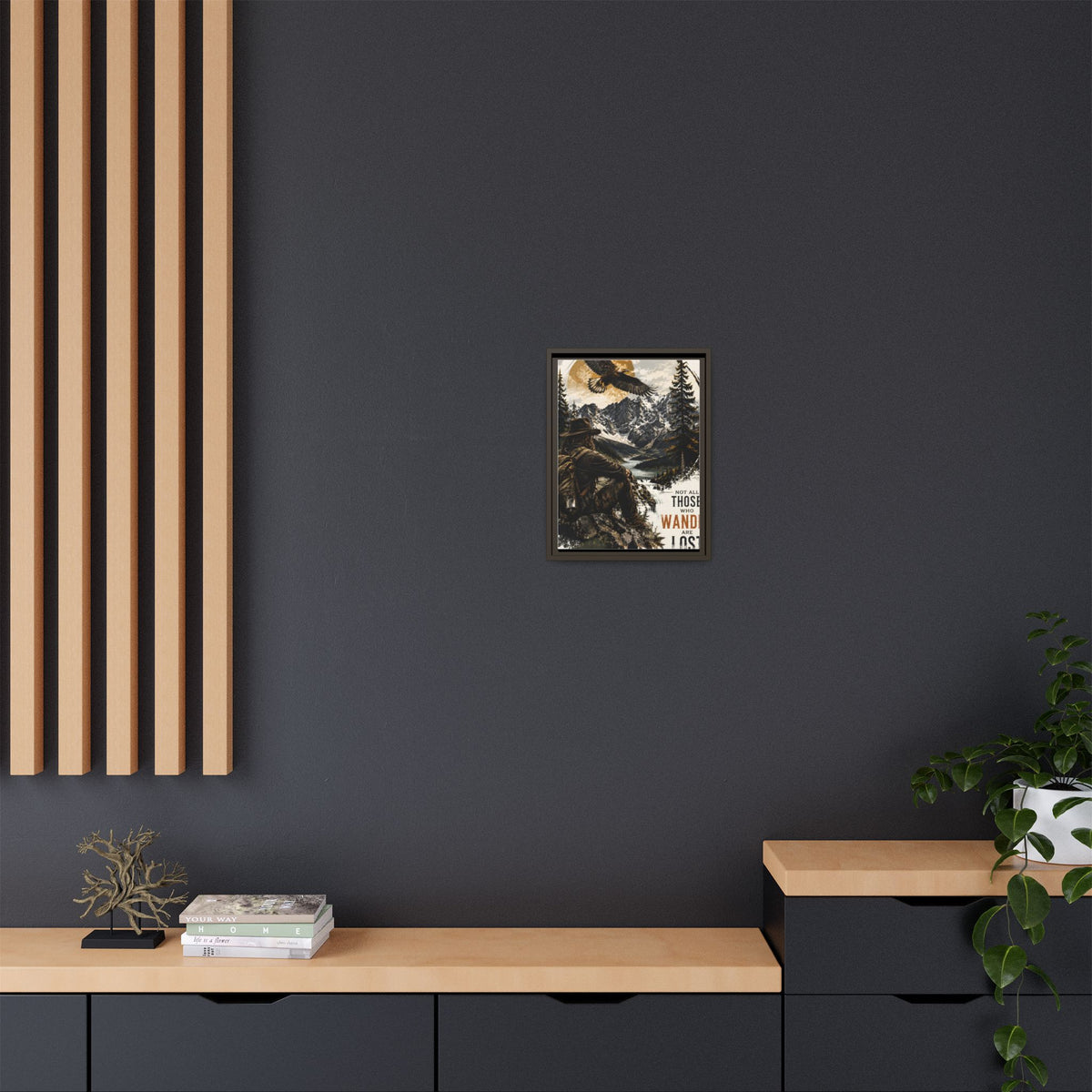 Wander Not Lost Eagle Mountain Canvas Print — Framed Matte Wall Art