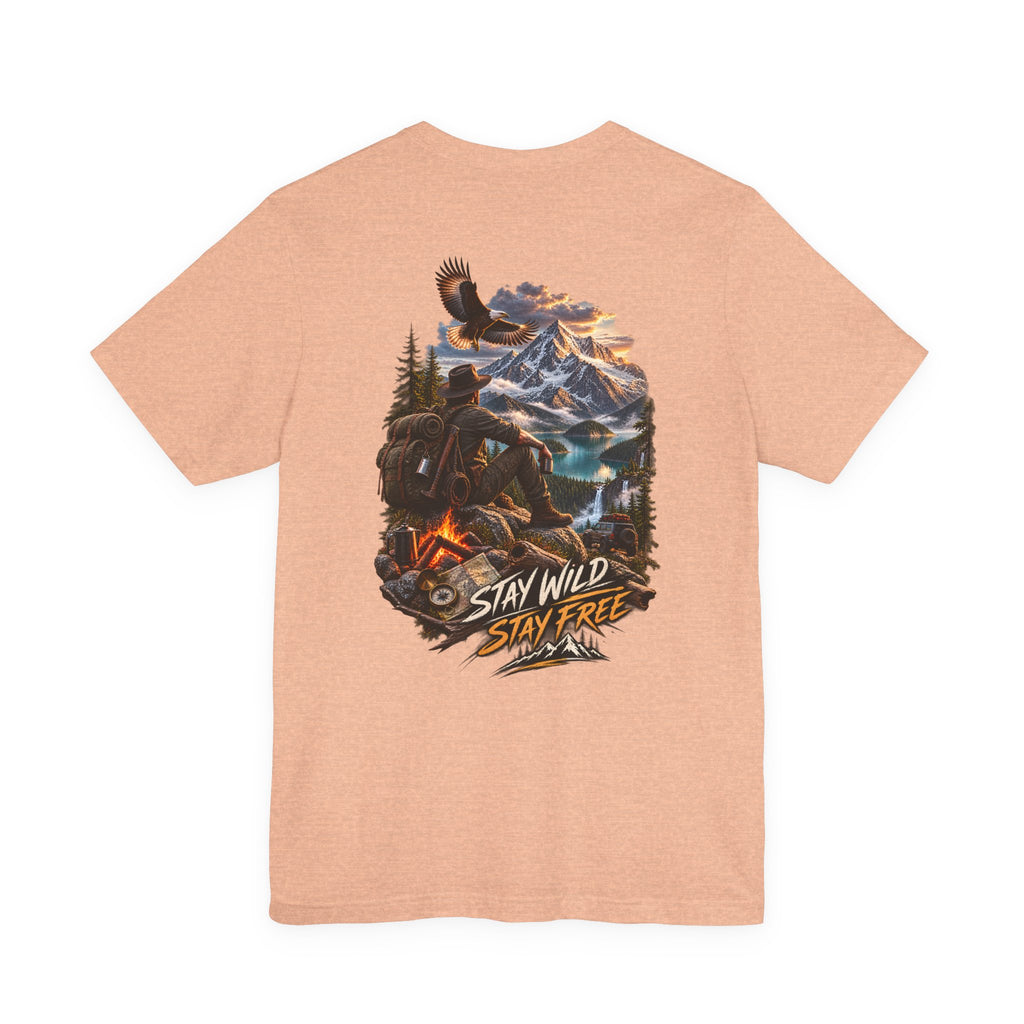 T-shirt montagne « Stay Wild Stay Free » — T-shirt graphique nature et aventure