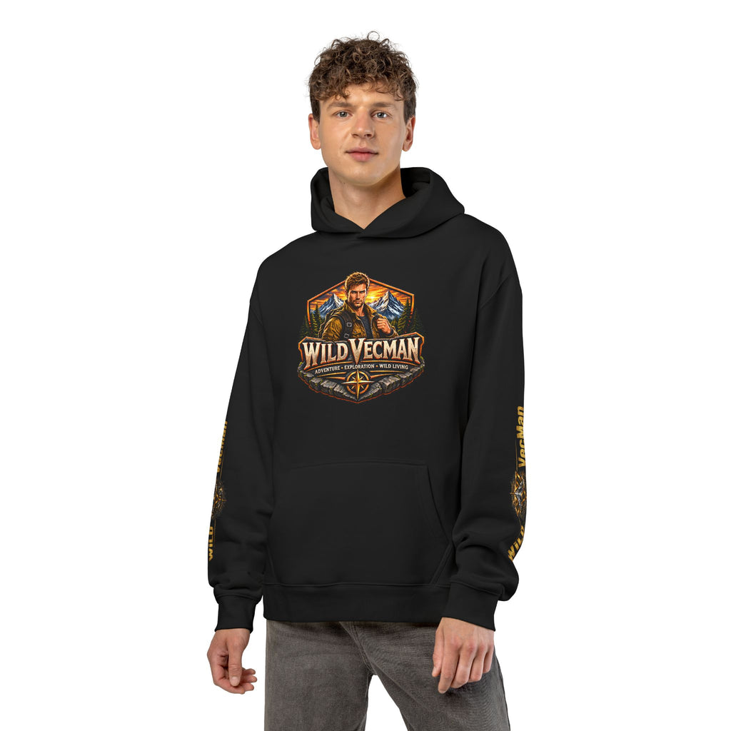 Wild Vecman Hoodie - Adventure Graphic Pullover with Wilderness Campfire Design