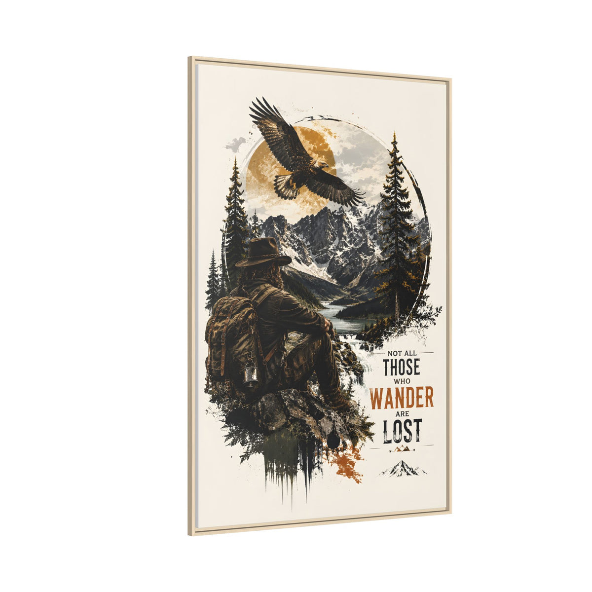 Wanderer Hiking Framed Canvas — "Not All Those Who Wander Are Lost" Wall Art