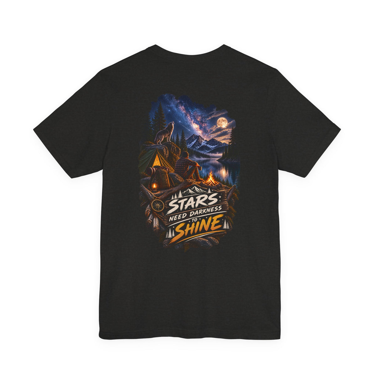 Camping Night Sky T-Shirt — "The Stars Need Darkness to Shine" Graphic Tee