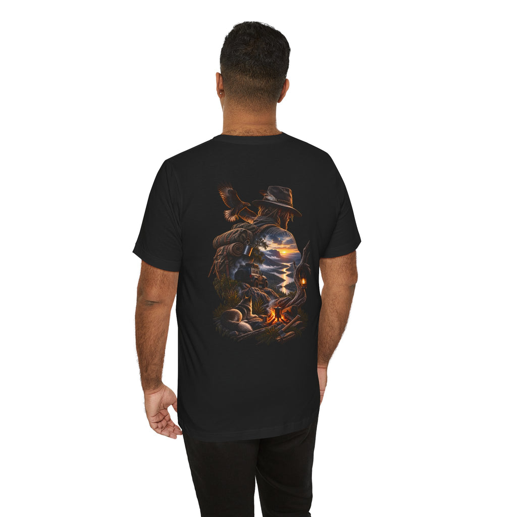 T-shirt Western Campfire — Motif silhouette de cow-boy au coucher du soleil