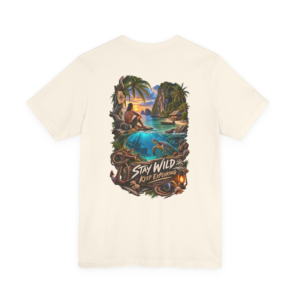 Stay Wild Adventure Tee — Tropical Explorer Graphic T-Shirt