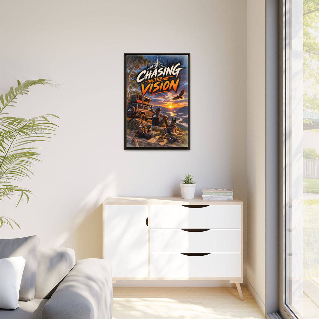 Chasing the Vision Matte Canvas Print (Framed) — Adventure Landscape Wall Art