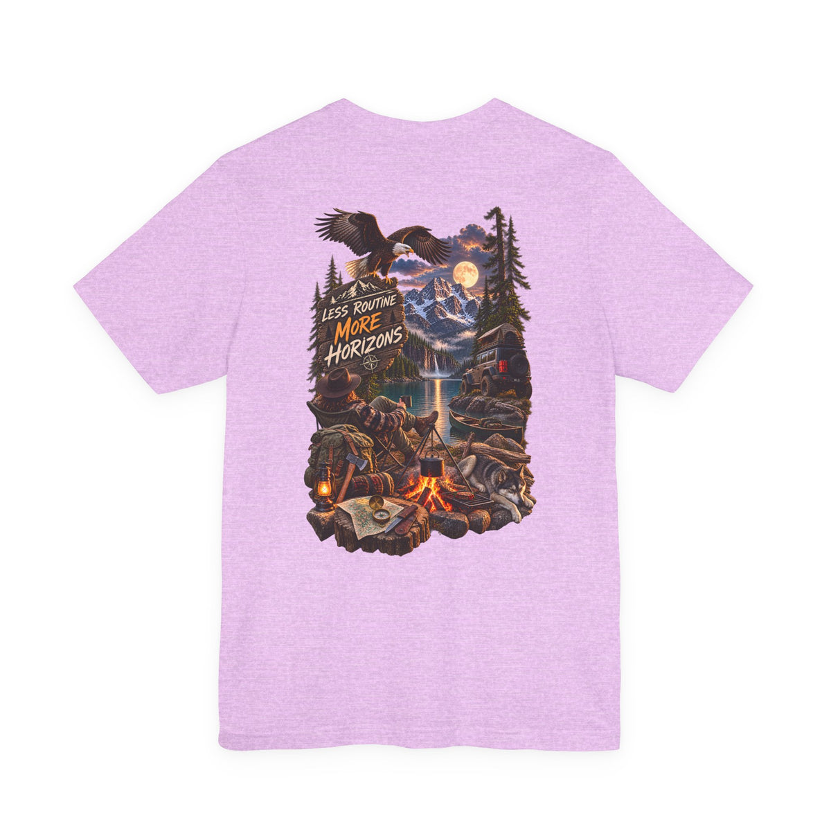 Adventure Campfire Graphic Tee — "Less Routine, More Horizons"