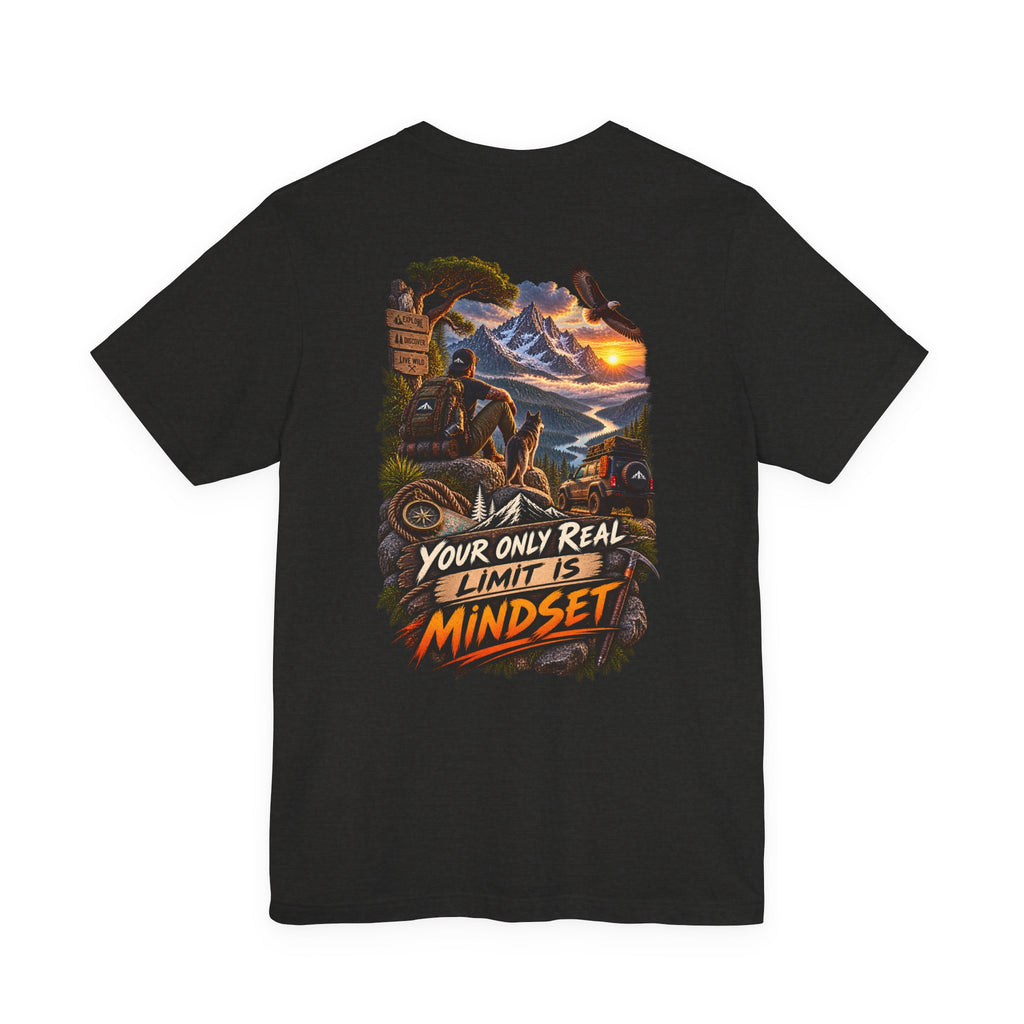 T-shirt graphique Mindset Adventure — T-shirt de motivation « Votre seule vraie limite est votre état d'esprit » avec motif de montagne