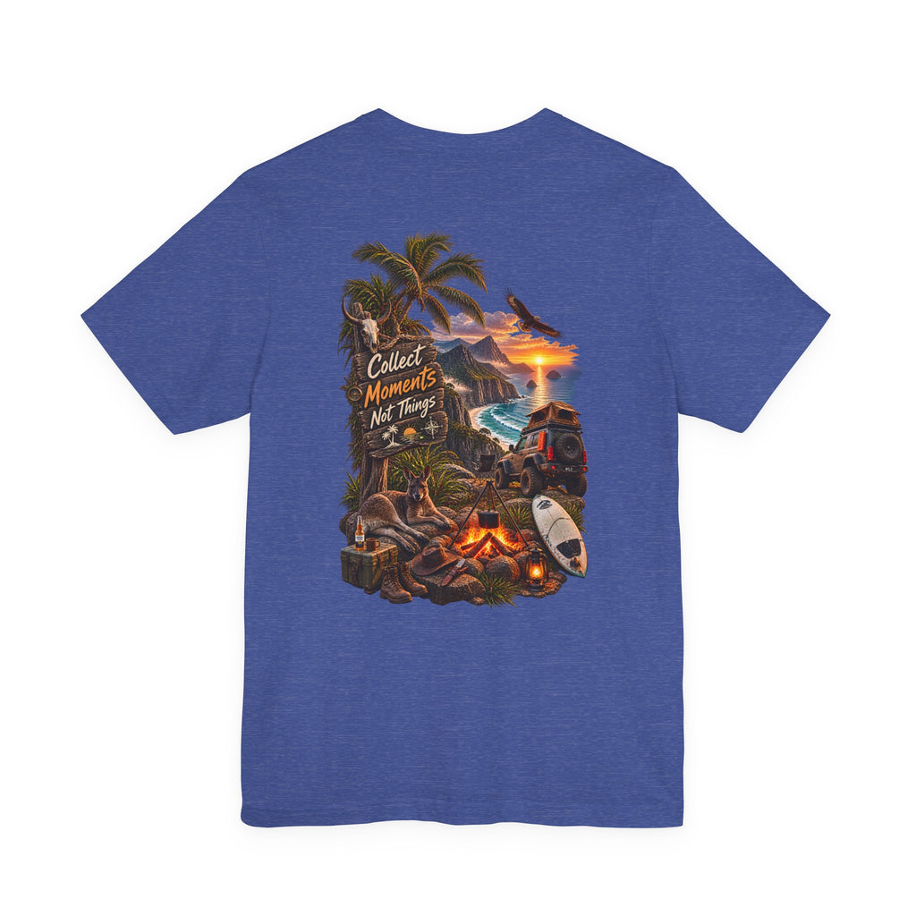 T-shirt de camping tropical « Collectez des moments, pas des objets »