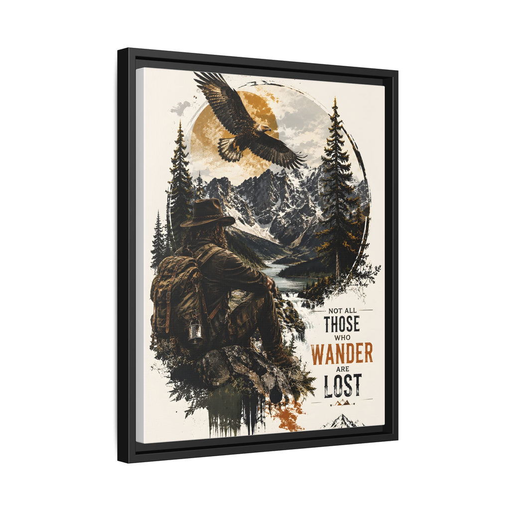 Toile encadrée « Wanderer Hiking » — Décoration murale « Not All Those Who Wander Are Lost »