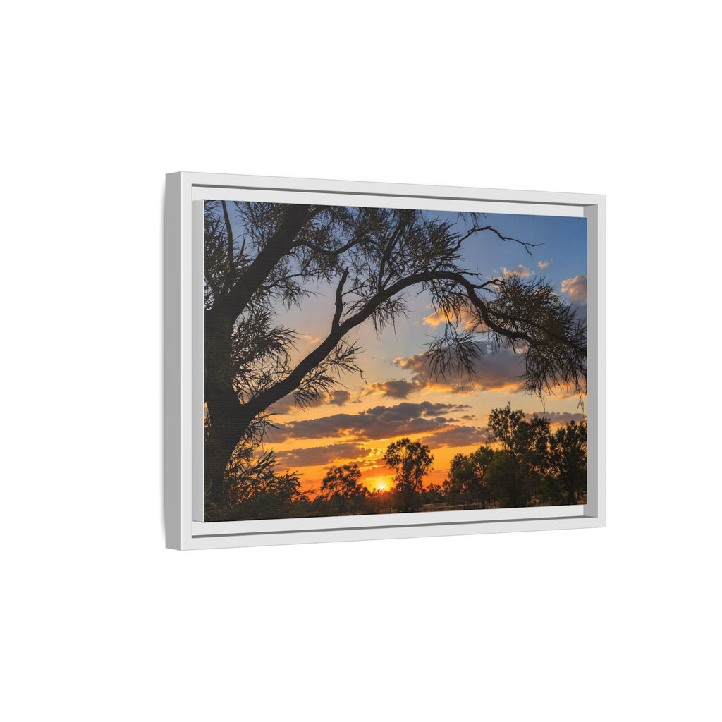 Sunset Silhouette Matte Canvas Print — Framed Landscape Wall Art