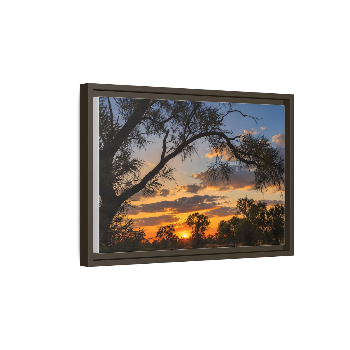 Sunset Silhouette Matte Canvas Print — Framed Landscape Wall Art