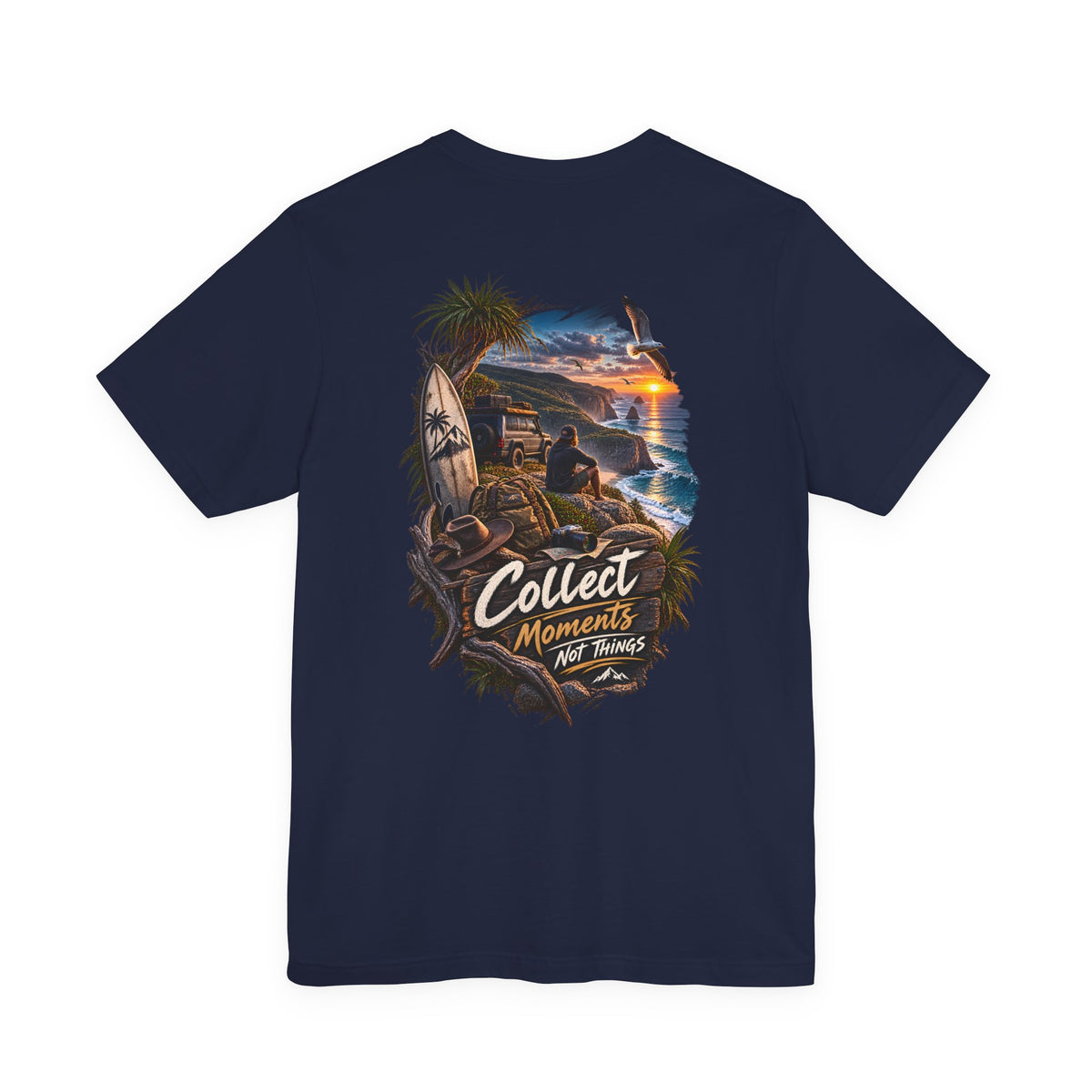 T-Shirt — "Collect Moments Not Things" Beach Sunset Graphic Tee