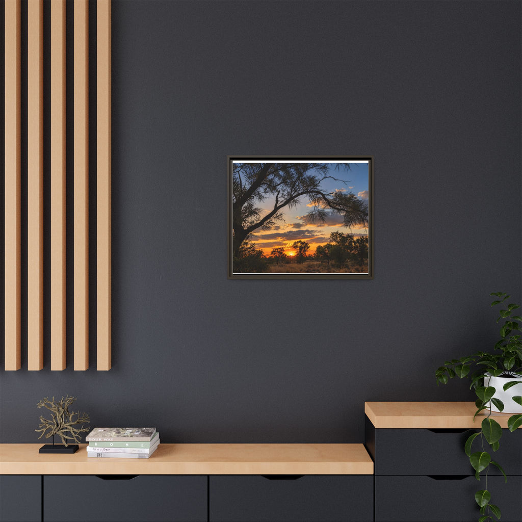 Sunset Silhouette Matte Canvas Print — Framed Landscape Wall Art